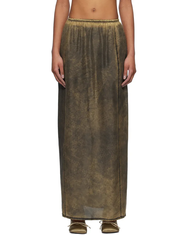 Maison Margiela Khaki Light Silk Maxi Skirt 961