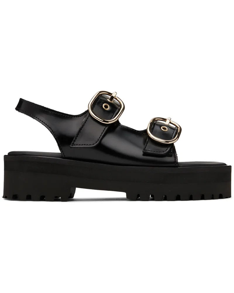 Ernest W. Baker Black Buckle Sandals Black