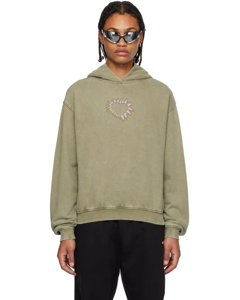 WE 11 DONE Khaki Printed Hoodie Khaki