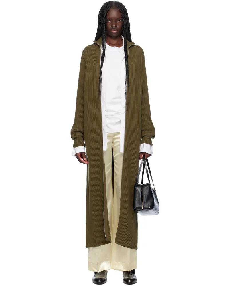 Jil Sander Khaki Zip-Up Cardigan 312