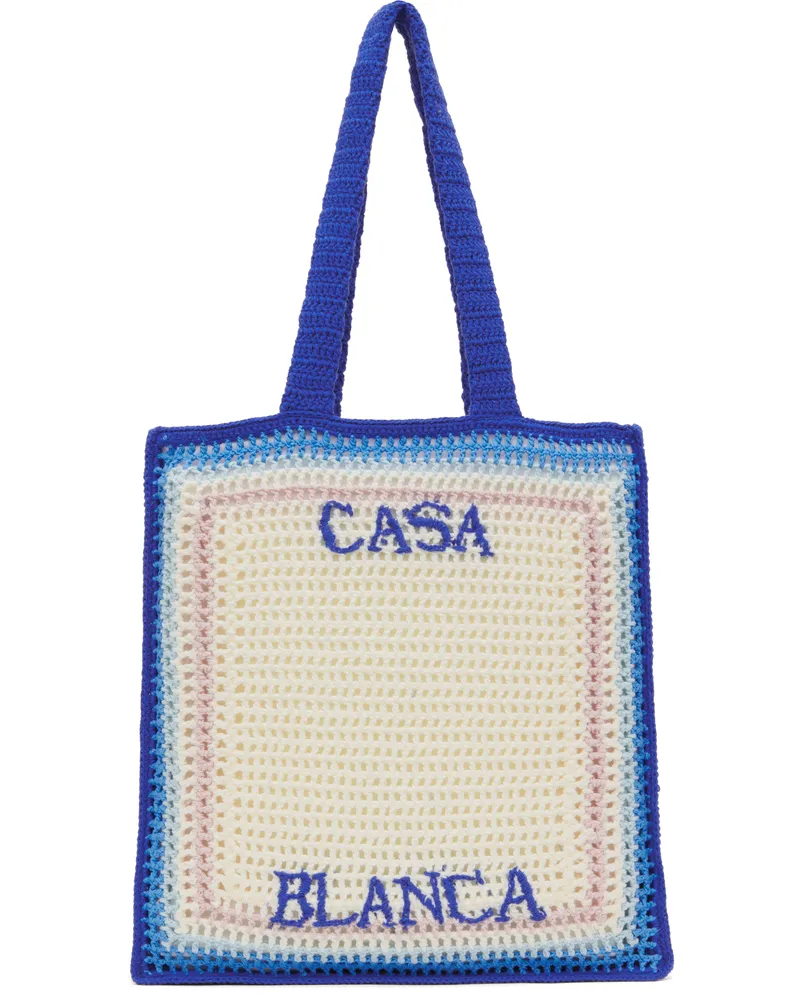Casablanca Paris Blue & White Crochet Tote Blue