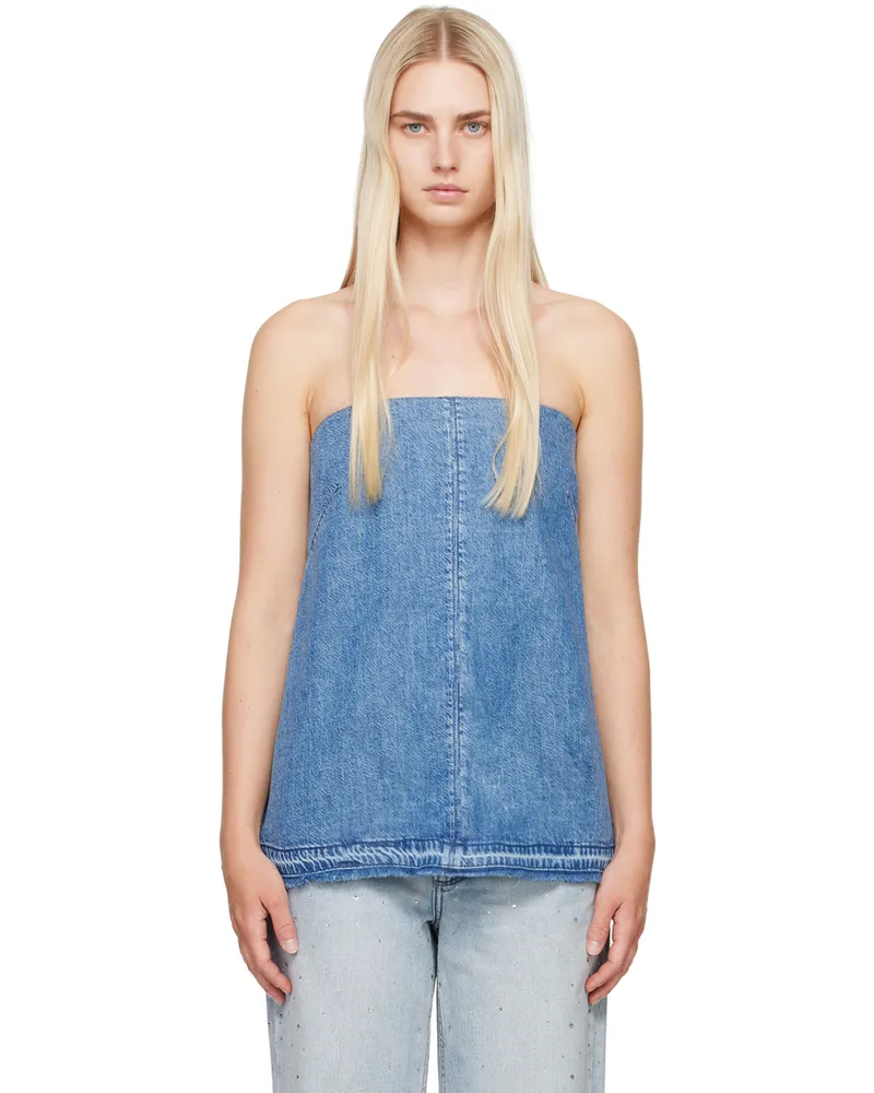 Rag & Bone Blue Ultra Featherweight Aurora Denim Tube Top Delmar