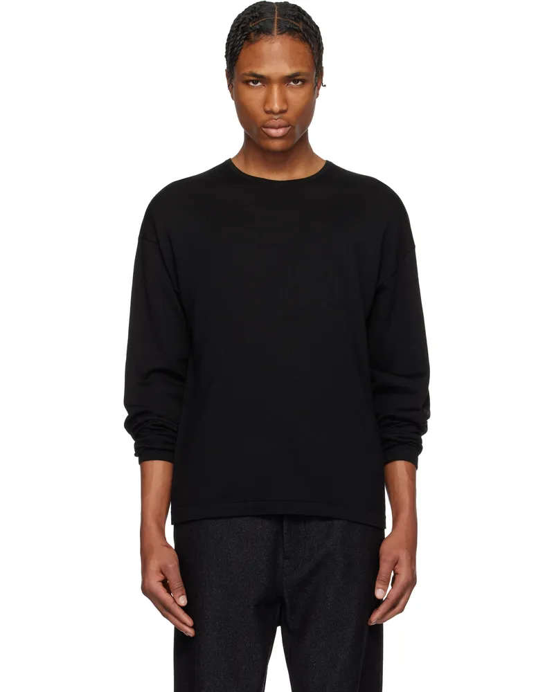 Christophe Lemaire Black Crew Neck Sweater Bk999
