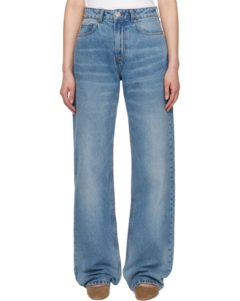 AMI Paris Blue Cotton Large Fit Jeans Used