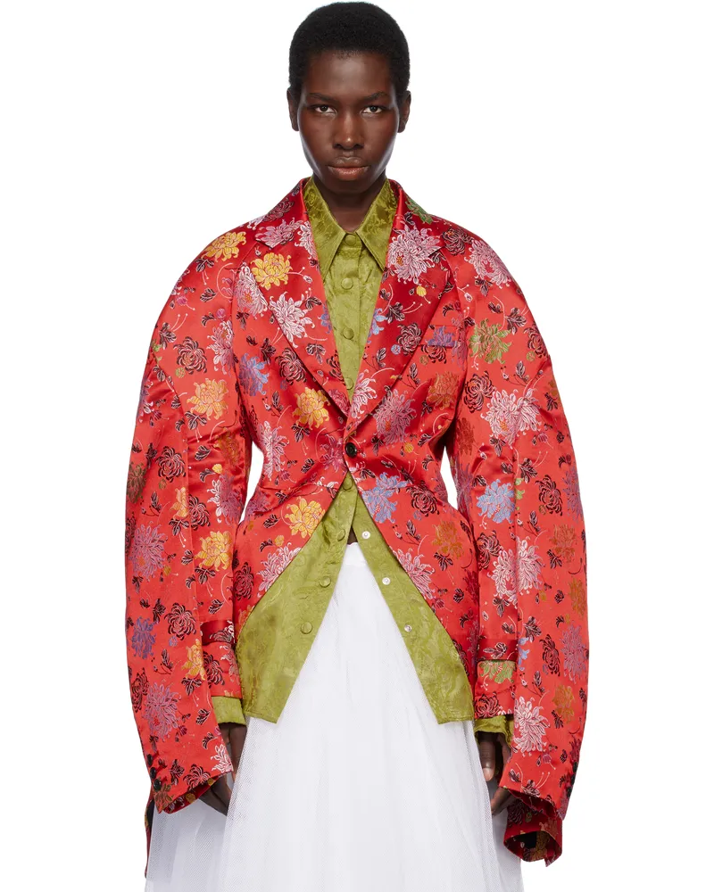 Comme des Garçons Red Jacquard Blazer Red