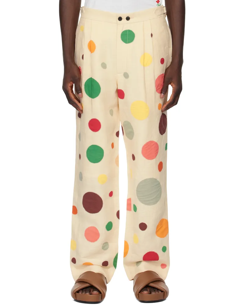 BODE Off-White Dotted Appliqué Trousers Crmlt