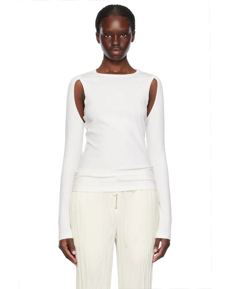Helmut Lang White Cutout Sweater Optic