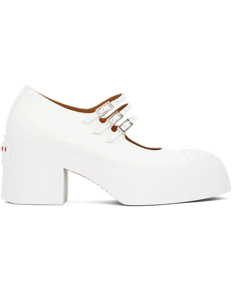 Marni White Pablo Triple-Buckle Mary Jane Heels 00w01
