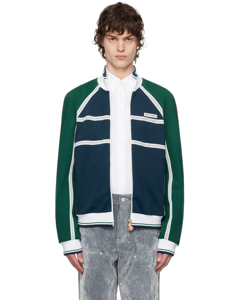 Casablanca Paris Navy & Green Mesh Tape Track Jacket Navy