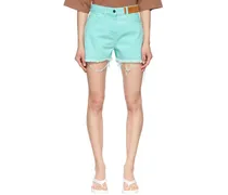 Green Frayed Denim Shorts
