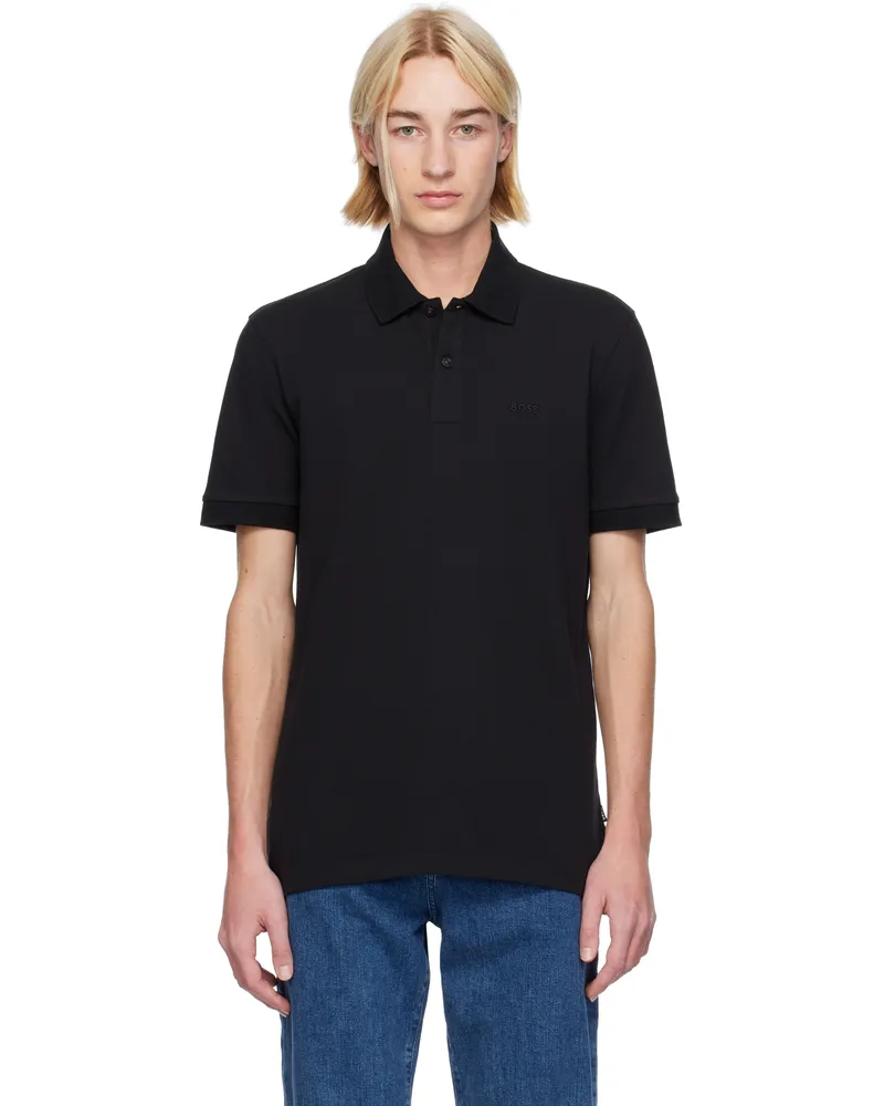 HUGO BOSS Black Embroidered-Logo Polo 001-black