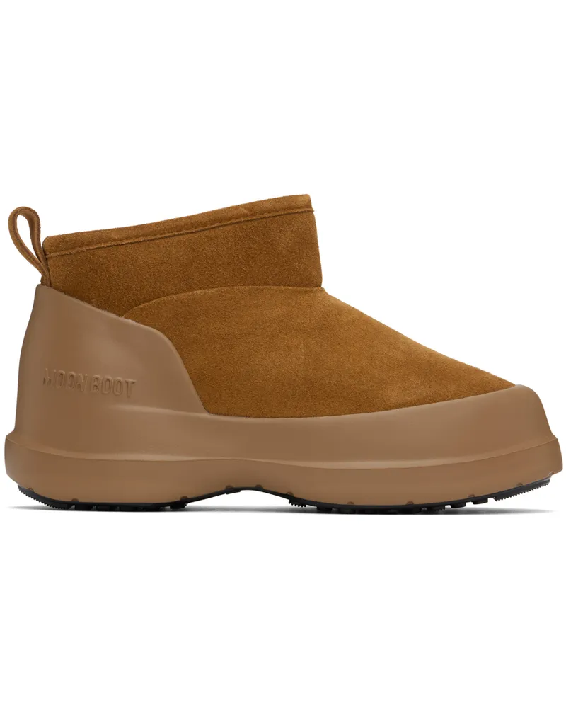 Moon Boot Beige Luna Low Boots Cognac