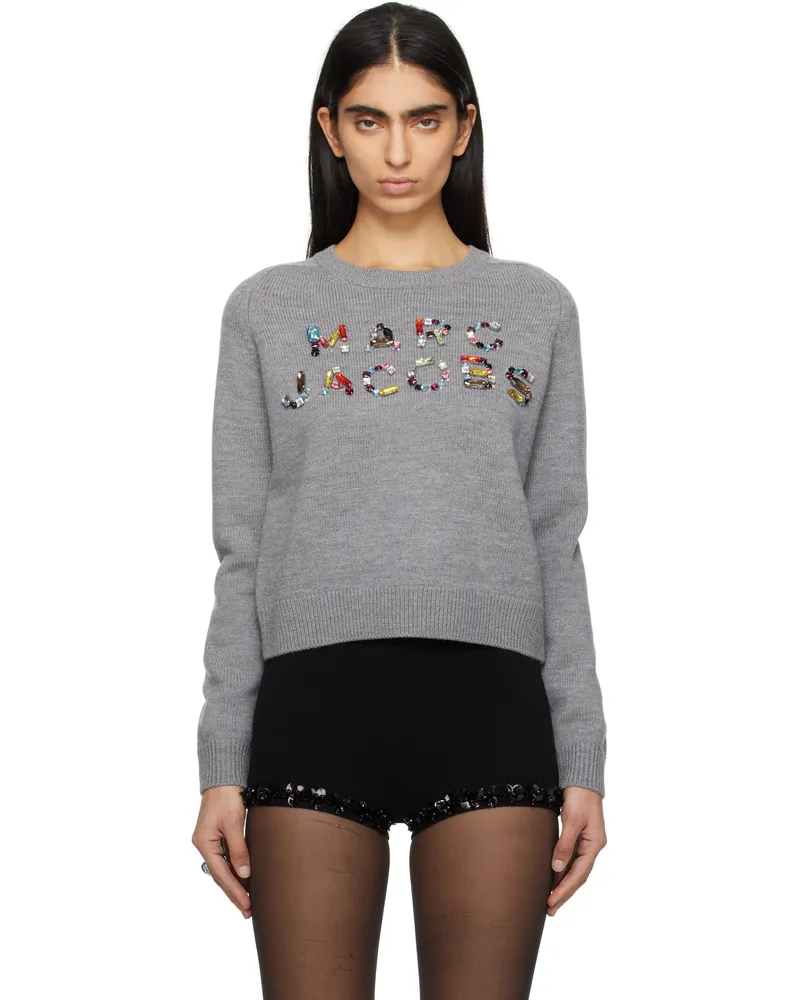 Marc Jacobs Gray Gem Knit Logo Sweater 058