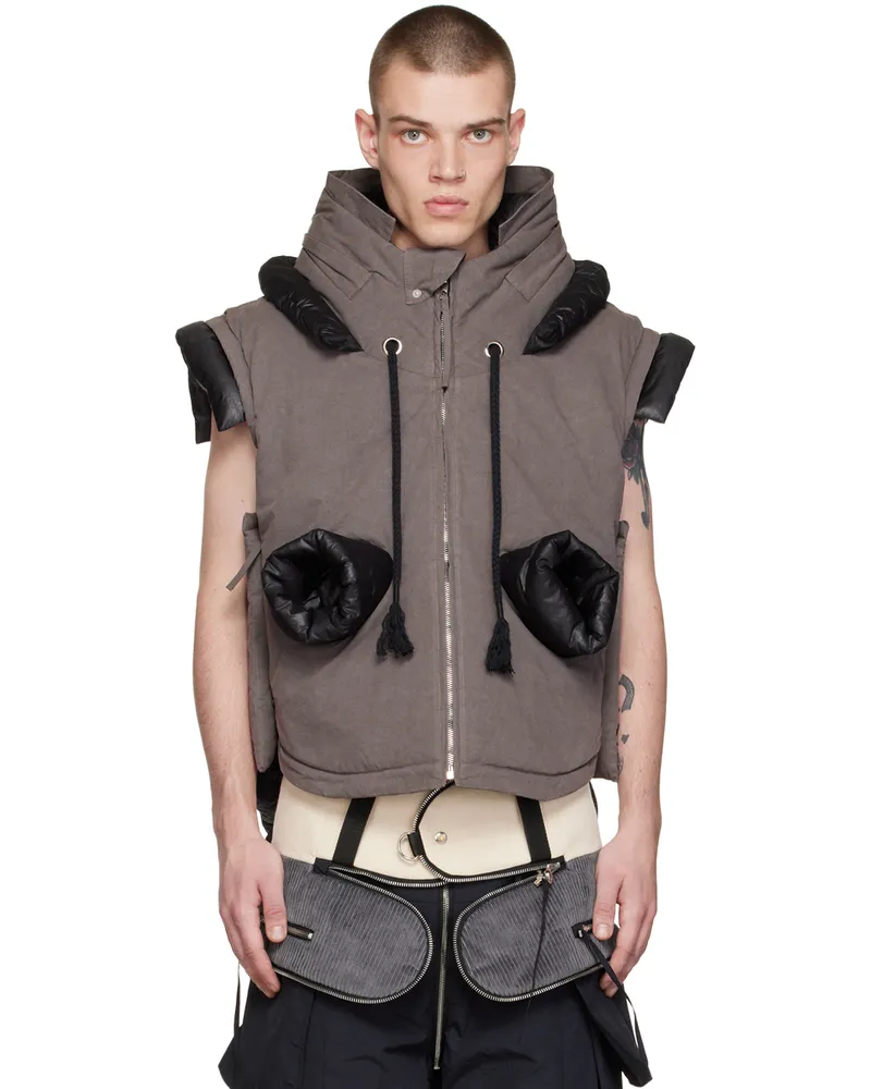Craig Green Gray Fluffy Hole Vest Charcoal