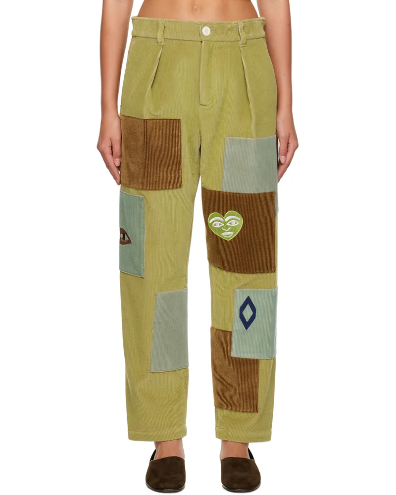 The Elder Statesman Green Patch Trousers C785