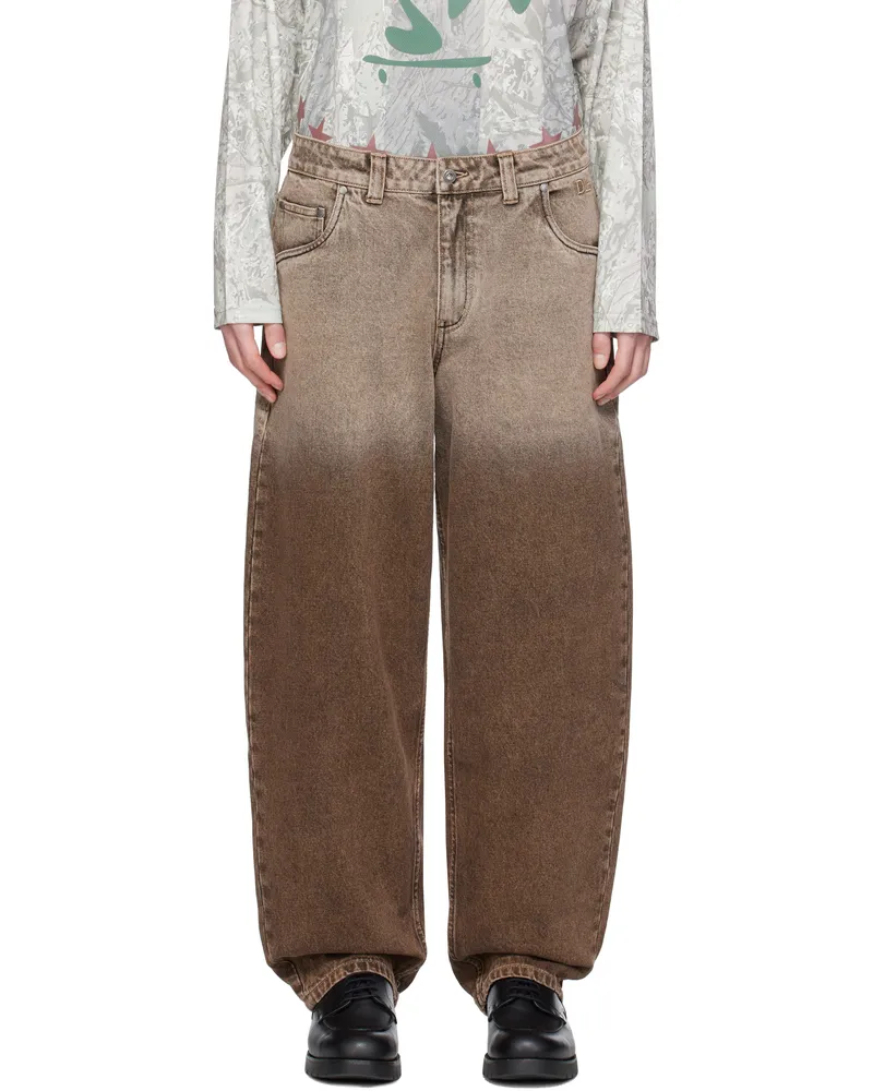 Dime Brown Classic Baggy Jeans Sandblasted
