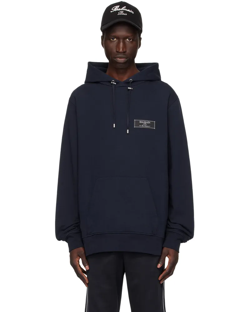 Balmain Navy 'Pierre Balmain' Hoodie 6ub