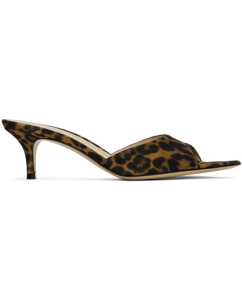 Gianvito Rossi SSENSE Exclusive Brown Elle 55 Mules Almond