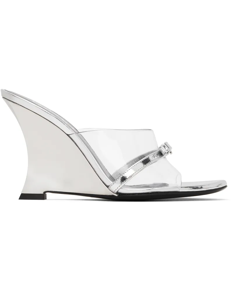 Versace Silver Gianni Ribbon Wedge 95mm Mules 2t08p-trasparent+sil