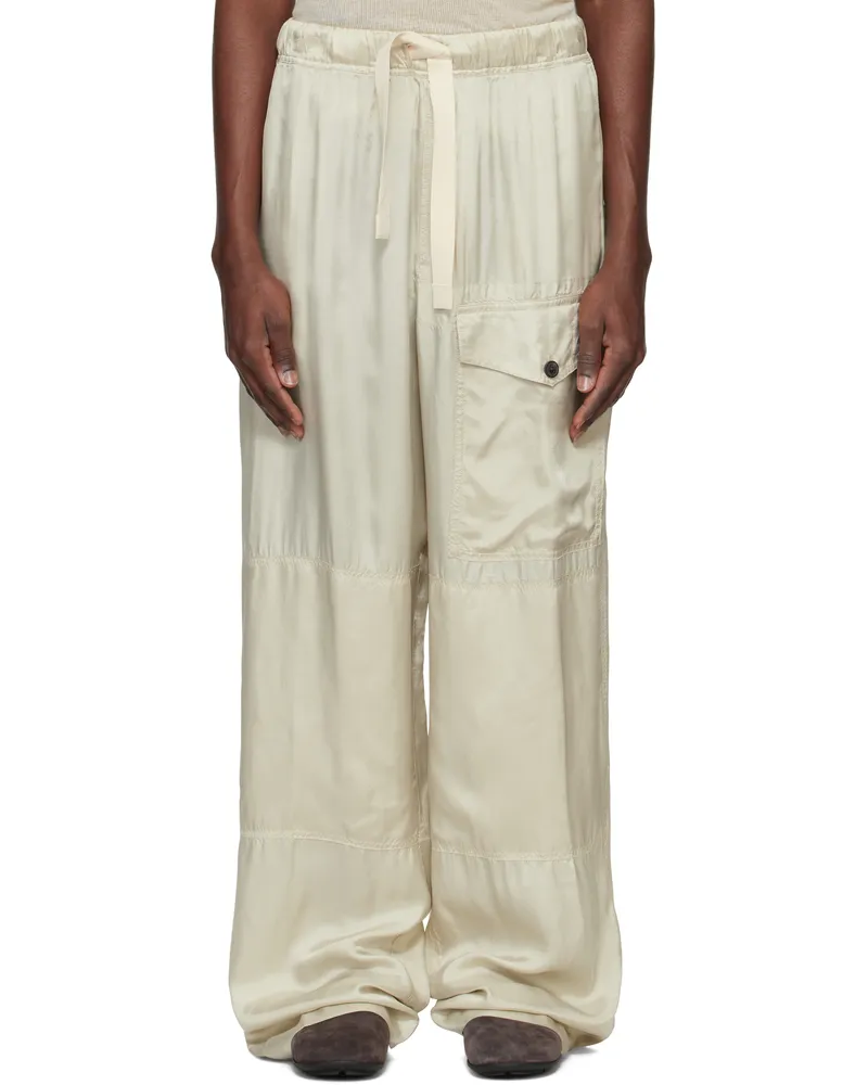 Dries van Noten Taupe Viscose Drawstring Cargo Pants 801