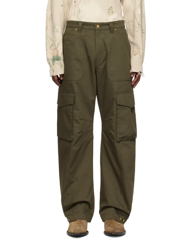 Golden Goose Khaki Wide-Leg Cargo Pants Ivy