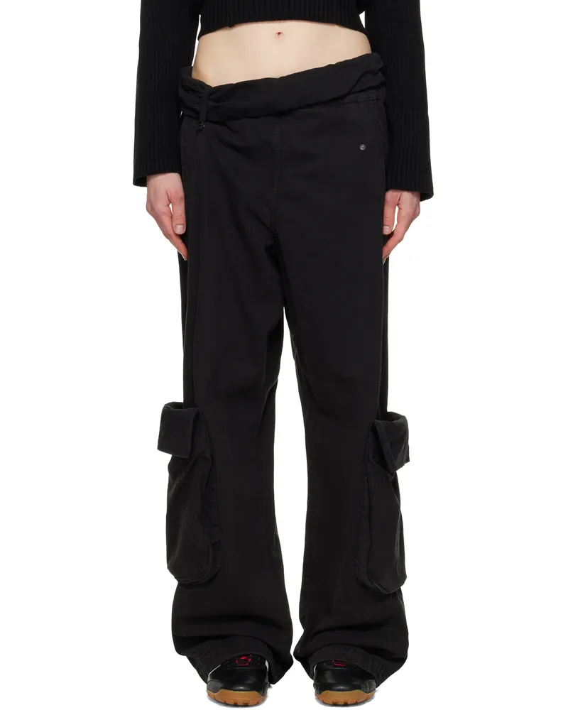 OPEN YY Black Washed Rolled Cargo Pants Black