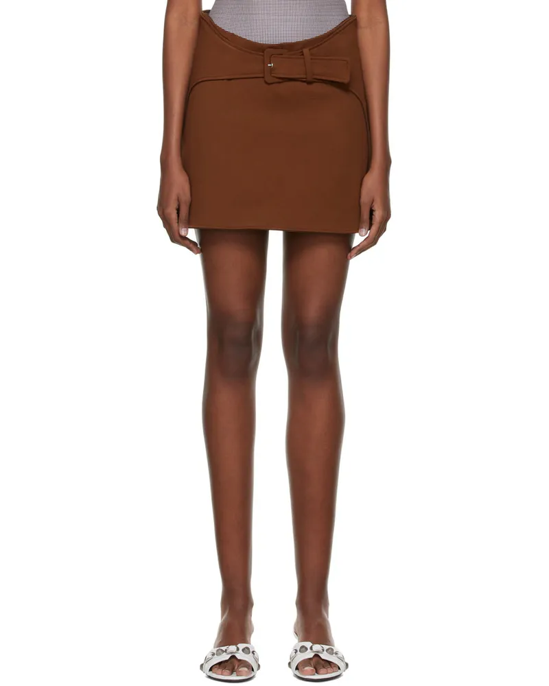 Anne Isabella Brown Viscose Mini Skirt Walnut