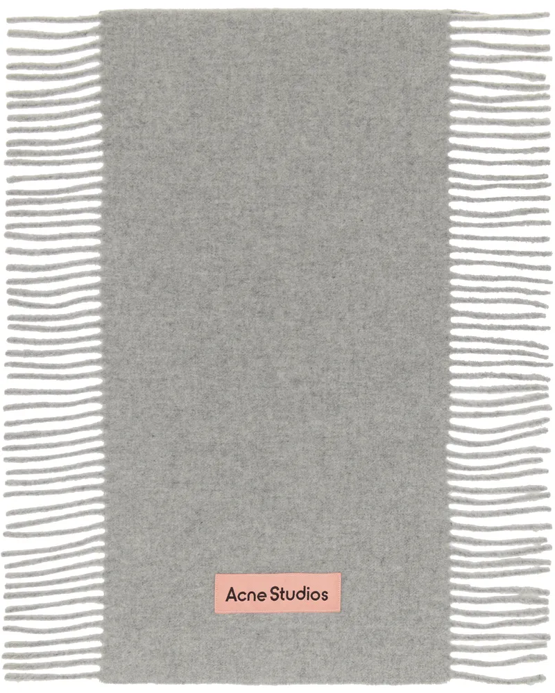 Acne Studios Gray Fringe Wool Scarf X92