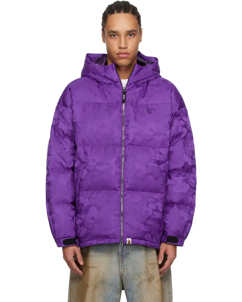 BAPE Purple Solid Camo Jacquard Down Jacket Purple
