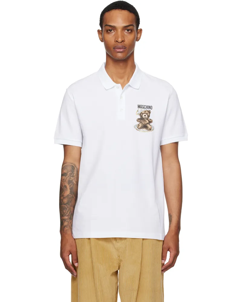 Moschino White Teddy Polo Multi