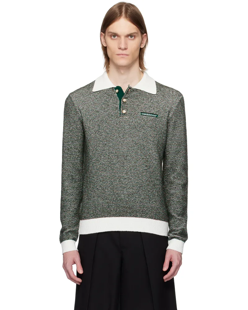 Casablanca Paris Green & Brown Boucle Stripe Polo Multi