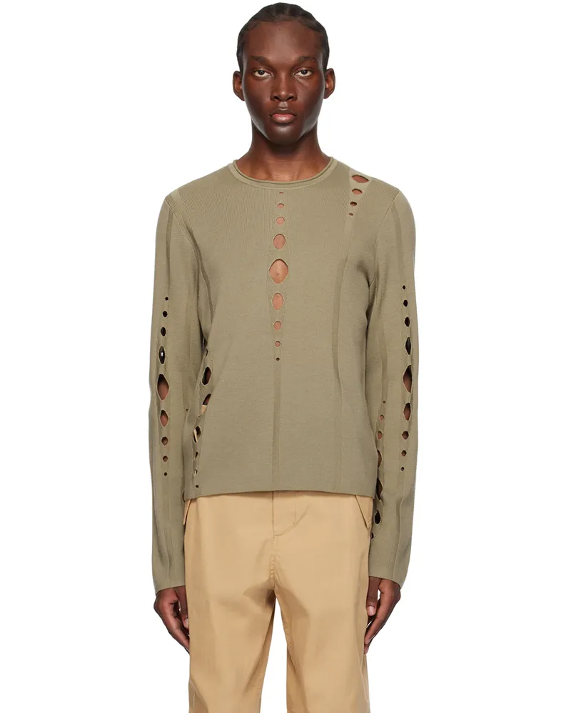 Dion Lee Khaki Snake Diamond Sweater Sage