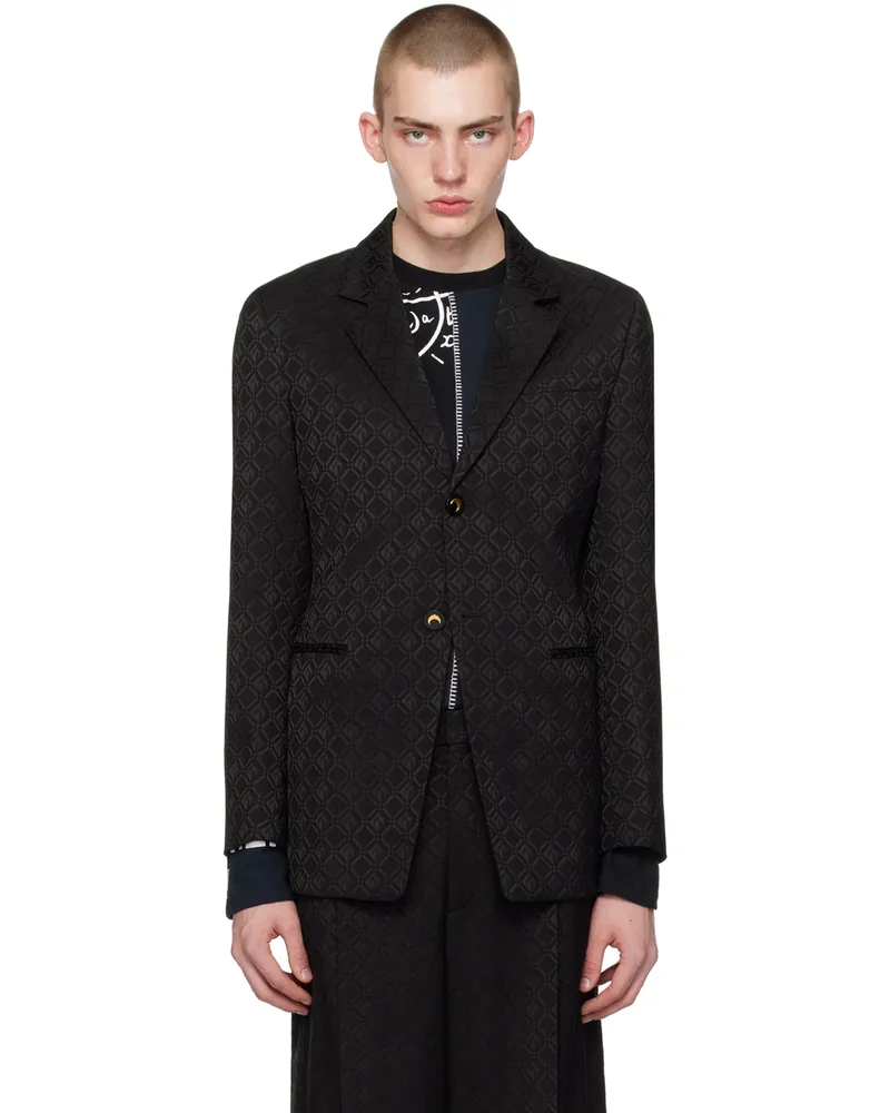 Marine Serre Black Moon Diamant Jacquard Blazer Bk99
