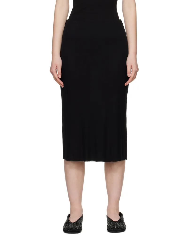 KHAITE Black 'The Leema' Midi Skirt 200