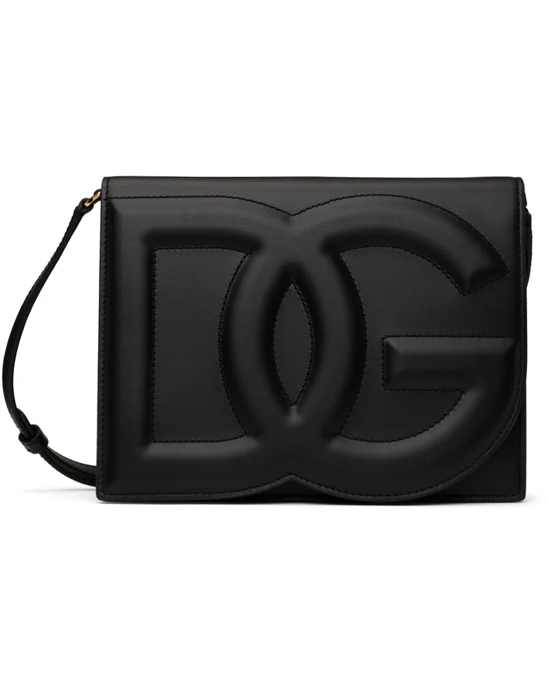Dolce & Gabbana Black Calfskin 'DG' Logo Crossbody Bag 80999