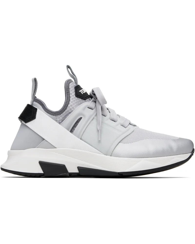 Tom Ford Gray Neoprene Suede Jago Sneakers 3gw08silver