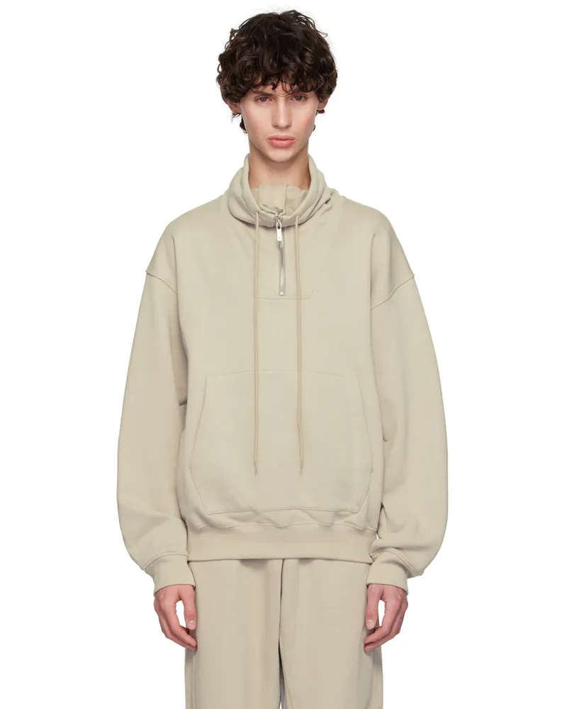 Helmut Lang Taupe Funnel Neck Sweatshirt Stone