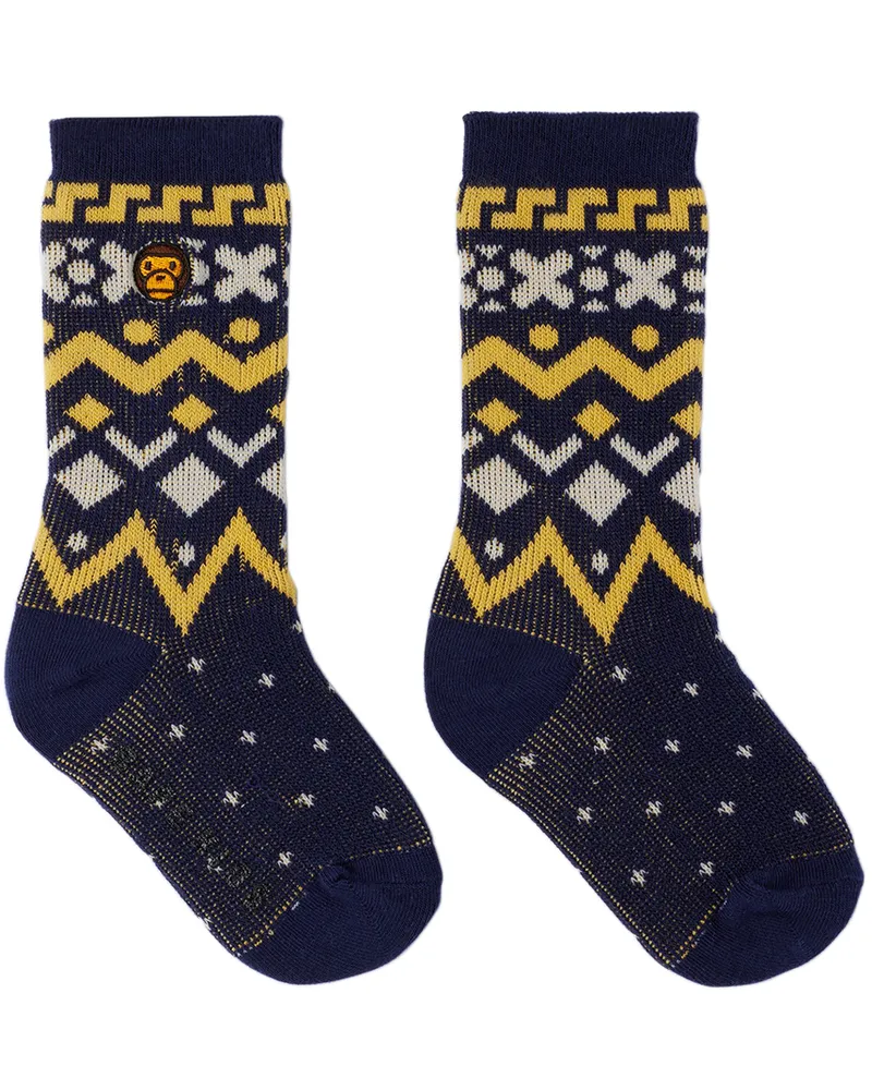 BAPE Kids Navy Baby Milo Nordic Socks Navy