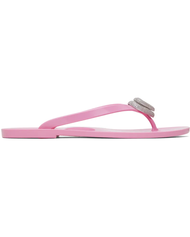 Mach & Mach Pink Double Heart Flip-Flops Pink