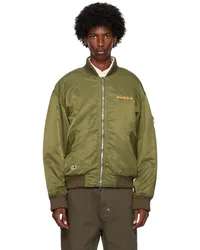 Kijun Khaki Embroidered Logo MA-1 Bomber Jacket Khaki