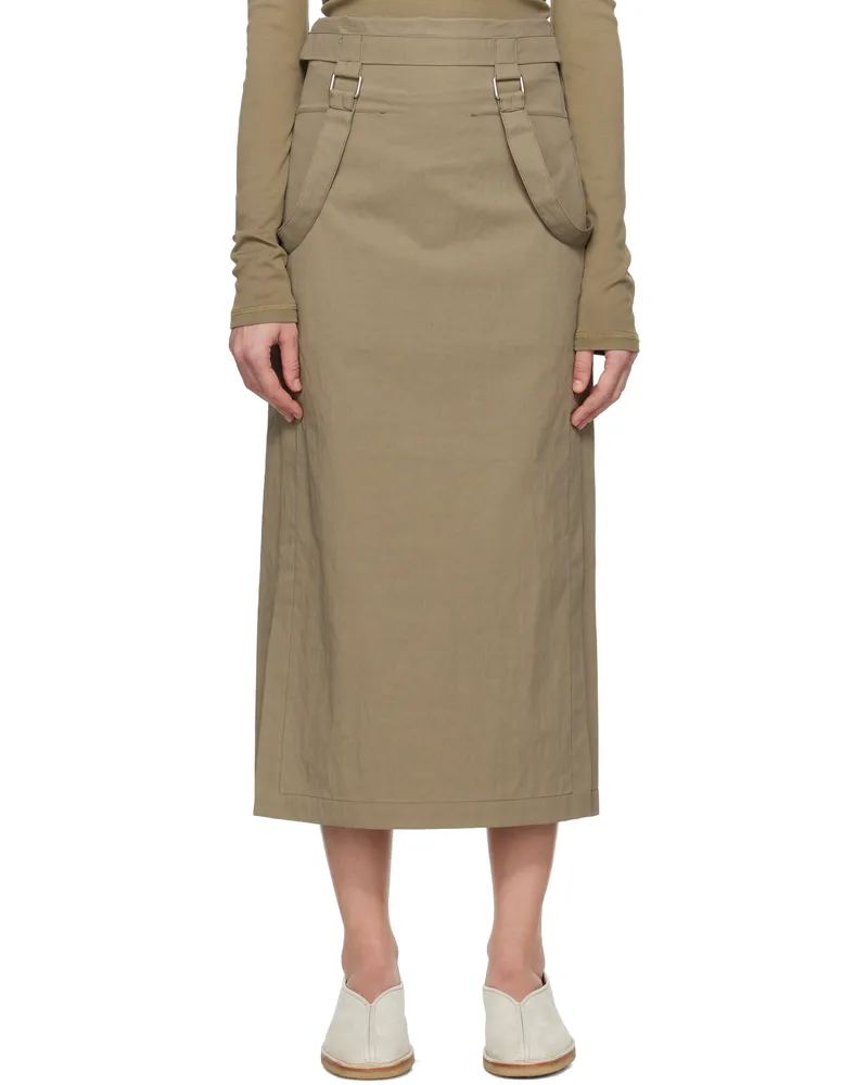 Christophe Lemaire Khaki Straps Midi Skirt Gr619
