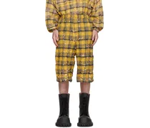 Yellow Crinkled Check Shorts
