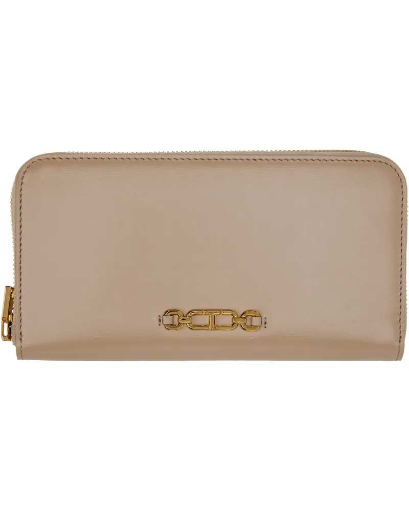 Tom Ford Beige Leather Zip Around Wallet 1j013