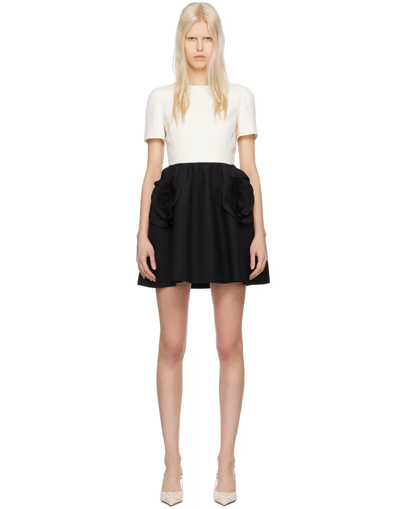 Valentino Garavani Off-White & Black Structured Minidress 0an
