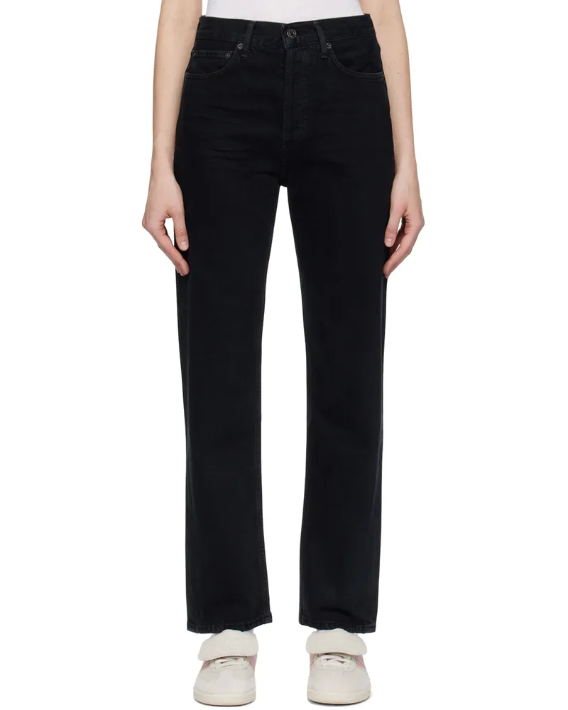 AGOLDE Black 90's Pinch Waist Jeans Crushed