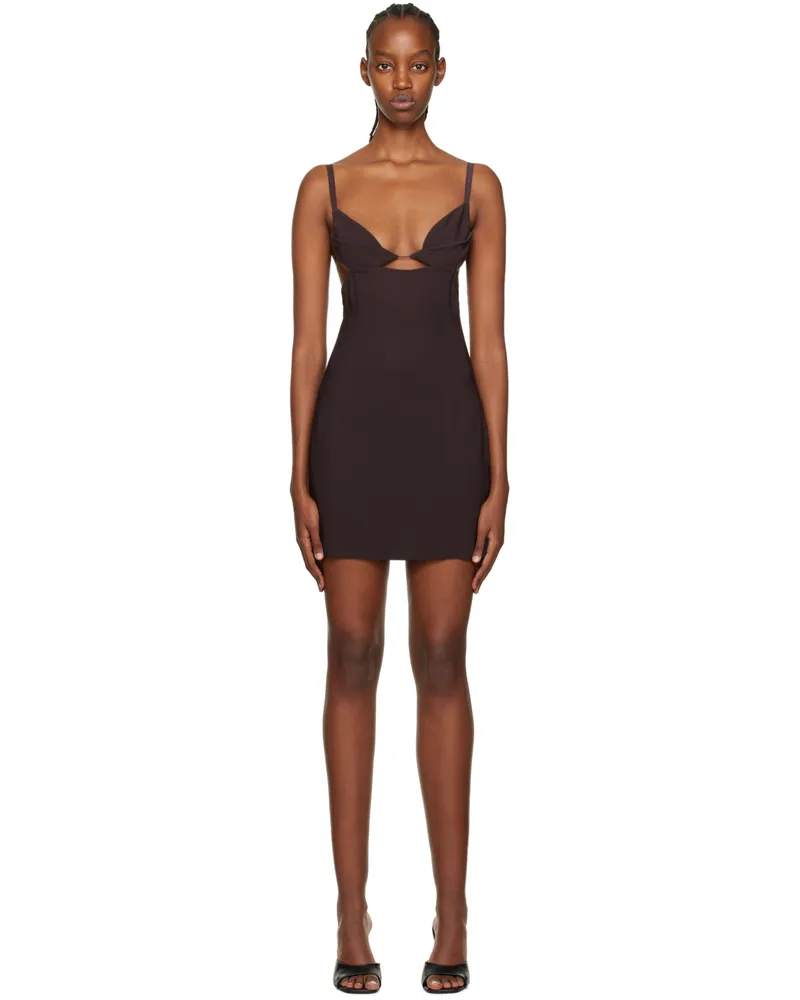 Nensi Dojaka Brown Fitted Minidress Cholat
