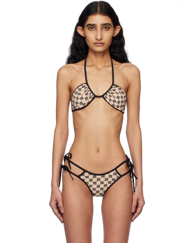 MISBHV Beige & Black Swim Coquette Bikini Top Beige