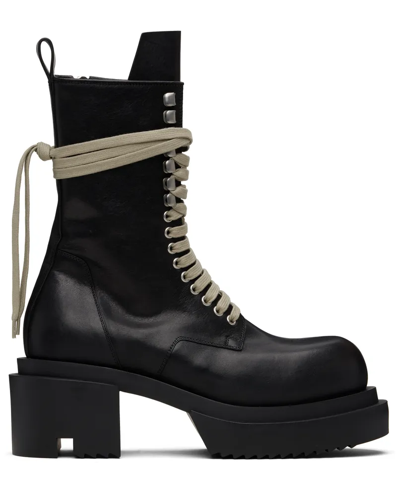Rick Owens Black Concordians Lace-Up Bogun Boots 09