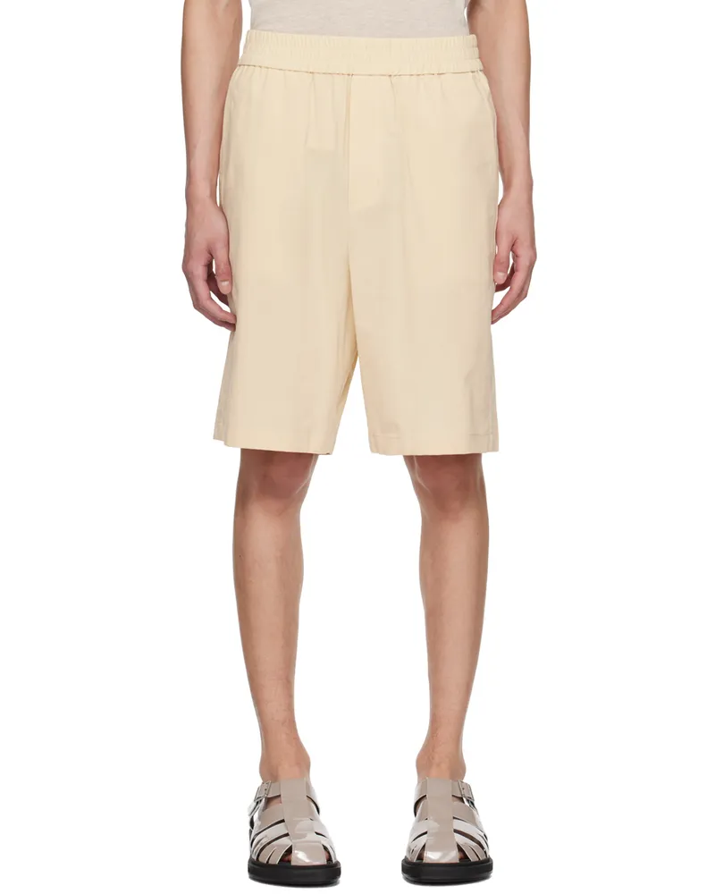AMI Paris Yellow Elasticized Waist Shorts Cream