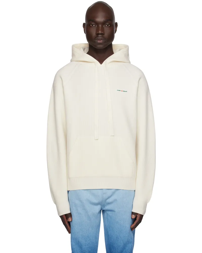 Casablanca Paris Off-White Drawstring Hoodie White